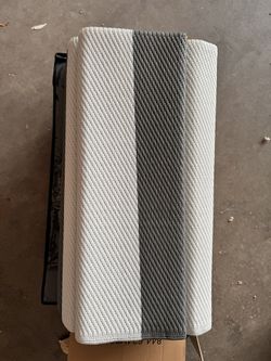 NEW Outsunny 9x12 Reversible Outdoor Rug – Gray & White Stripes with Carrying Bag