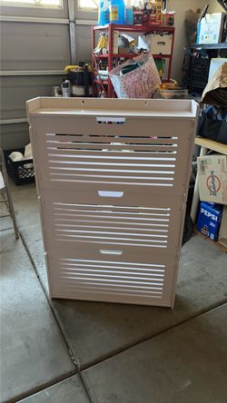 White Wood Shoe Cabinet with Flip Drawers