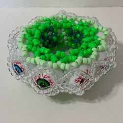 Spooky Eyeball Cage Cuff Kandi Bracelet Halloween Rave Festival NEW