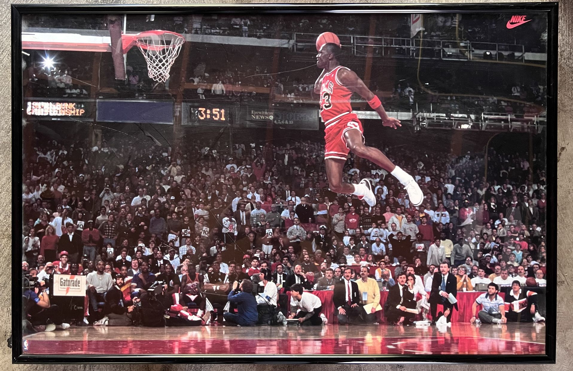 1992 Vintage Nike Michael Jordan 1988 NBA Slam Dunk Contest Poster Collectibles & Art