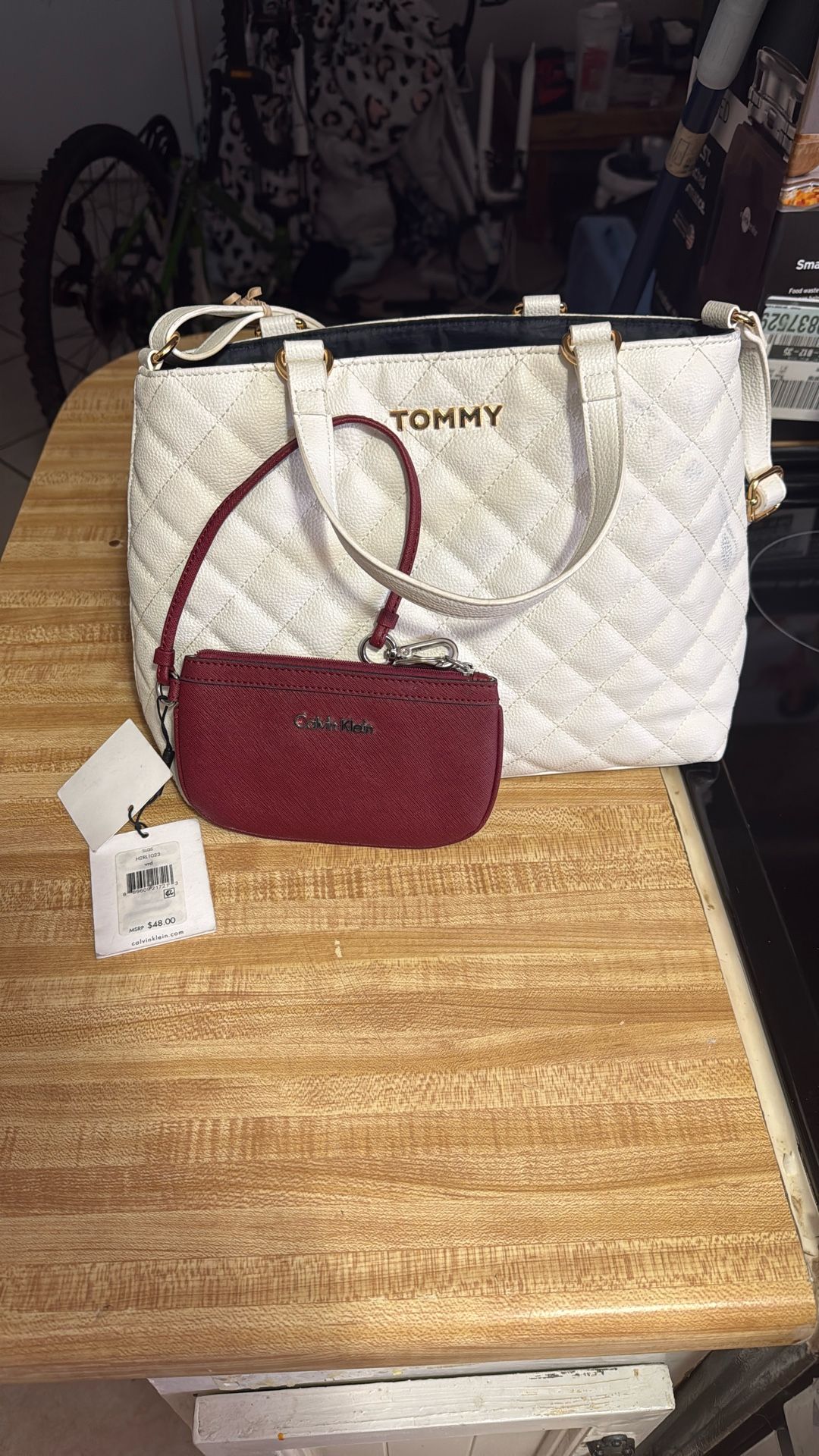 Brand New Tommy Hilfiger White Handbag & Burgundy Calvin Klein Hand Purse 👜 