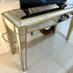 Regency Style Distressed Mirrored Console table + Mirror   