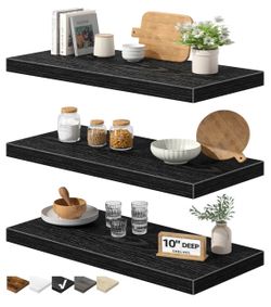 New!✨ 3 pc set 24x10x1.5 black wood grain floating shelf set