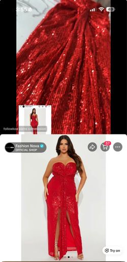 Fashion Nova Red Sequin Strapless Maxi Dress
