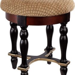 Design Toscano Grand Duchess Vanity Stool, 17 Inch, Walnut
