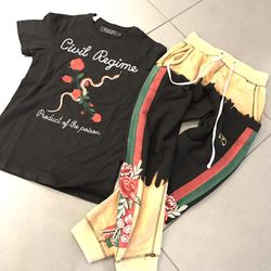 Joggers + roses shirt