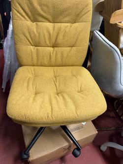 Mid Back Armless Office Desk Chair with Wheels/no Wheels,360°Rocking Swivel Vanity Chair with Thickened Cushion,Adjustable Height Rolling for Reading 