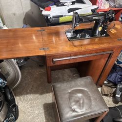 1954 Singer Machine with Stool and Desk
