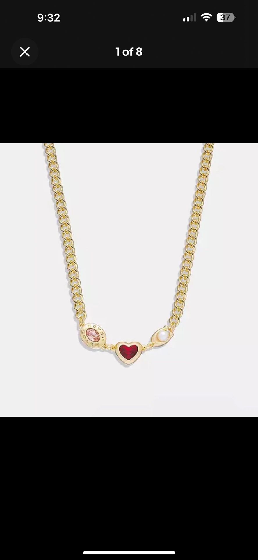 COACH Signature Stone And Heart Chain Necklace NWT!