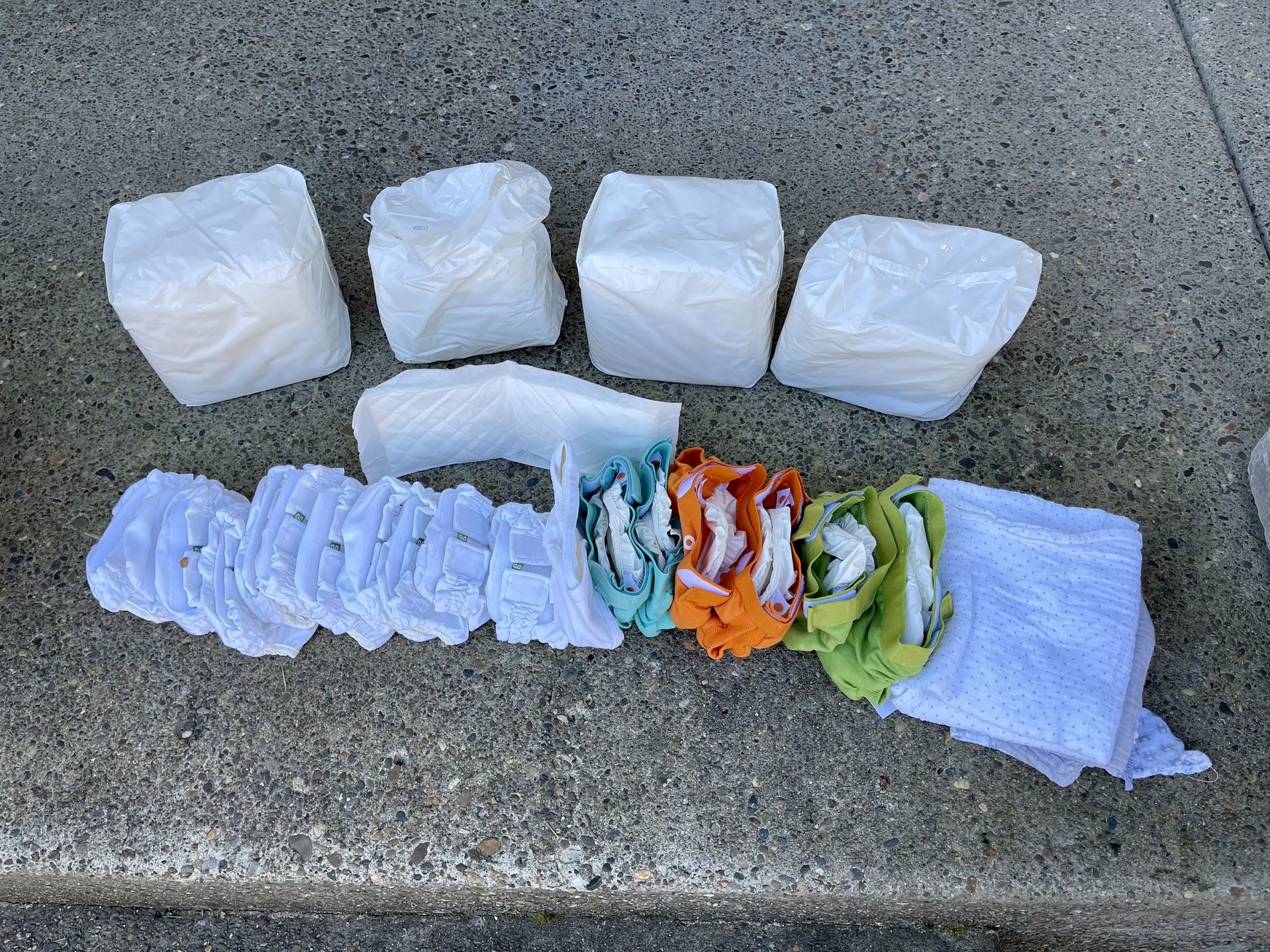 Like New GPants Cloth Diaper Assortment ( multiple sizes) And Disposable Inserts