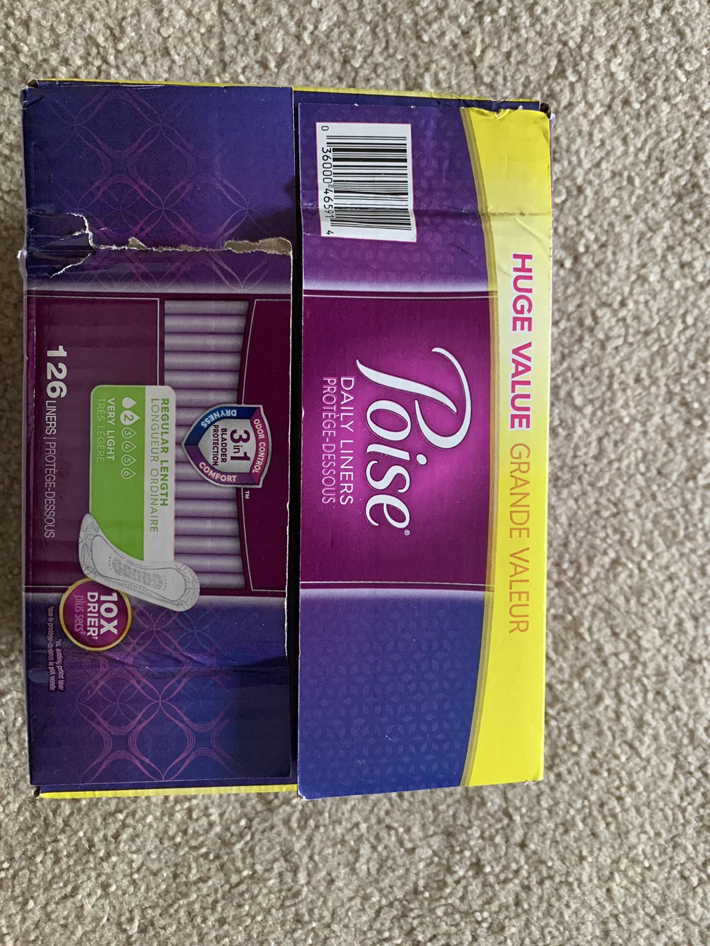 Poise Daily Panty Liners Sealed Box 126 Count Regular Length