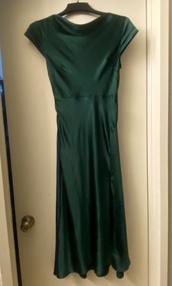 Emerald Green Satin Midi Dress
