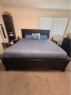 5 piece king solid wood bed set.