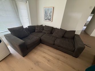 $100 - Dark Grey Fabric L-Shaped Sectional Sofa