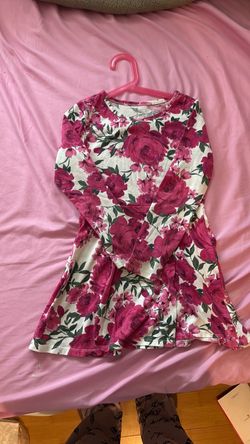 Size 7 Girls Long Sleeve Rose Dress