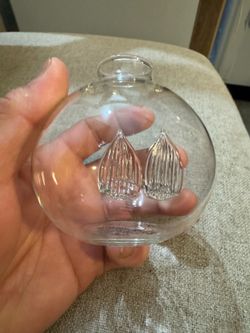 Two's Company Clear Glass Spherical Bud Vase / Ornament with Embossed Almond Detail - Set of 4