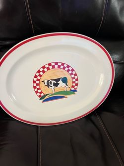 Century Stoneware Fannie's Farm Cow Large Serving Platter 18x14  CO2