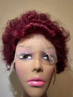 Burgundy Curly Short Lace Front Wig