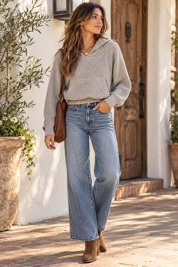 Sincerely Jules Gray Cropped Waffle Knit Hoodie XS