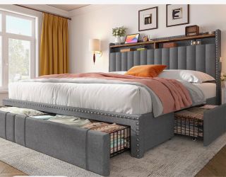 Queen bed frame and mattress