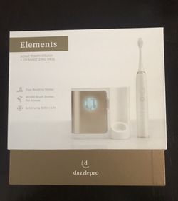 Vanity Planet Elements Ultrasonic Electric Toothbrush - Gold - Advanced Oral Care with UV Sanitizing Charger Base with 3 Replacement Heads - 99.9% Eff