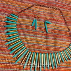 Turquoise Necklace And Earrings 