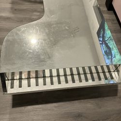 Mid-Century 70’s Modern Piano Shaped Mirrored / glass Cocktail Coffee Table, Vintage Great Shape Best Offer Takes This Weekend 