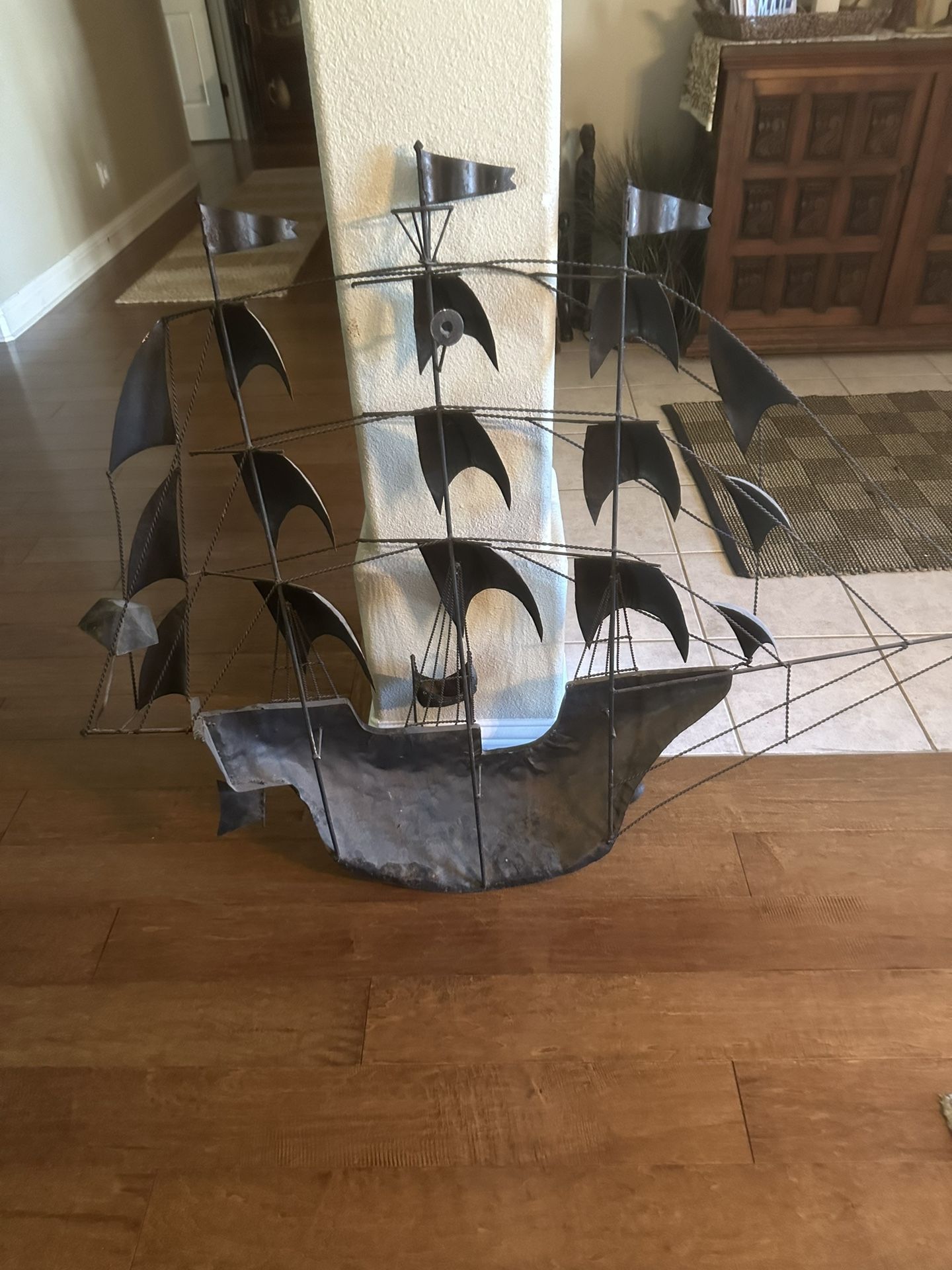 Vintage Metal Pirate Ship Wall Hanging