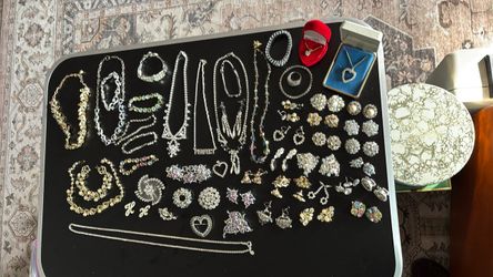 Large Lot of Rhinestone Costume Jewelry Collection