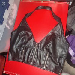 size small patent leather halter with front zipper