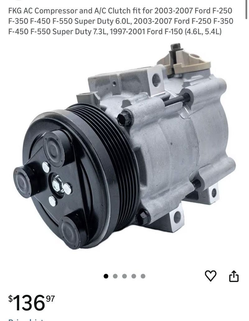 A/C AC Compressor For 2003-2007 Ford F250 F350 F450 Super Duty 5.4L 6.0L 6.8L