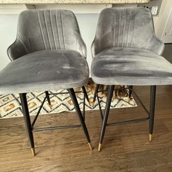 Set of 2 Modern Velvet Chairs – Grey