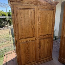 Tall Oak Wood Office / Storage Cabinet – Heavy & Sturdy