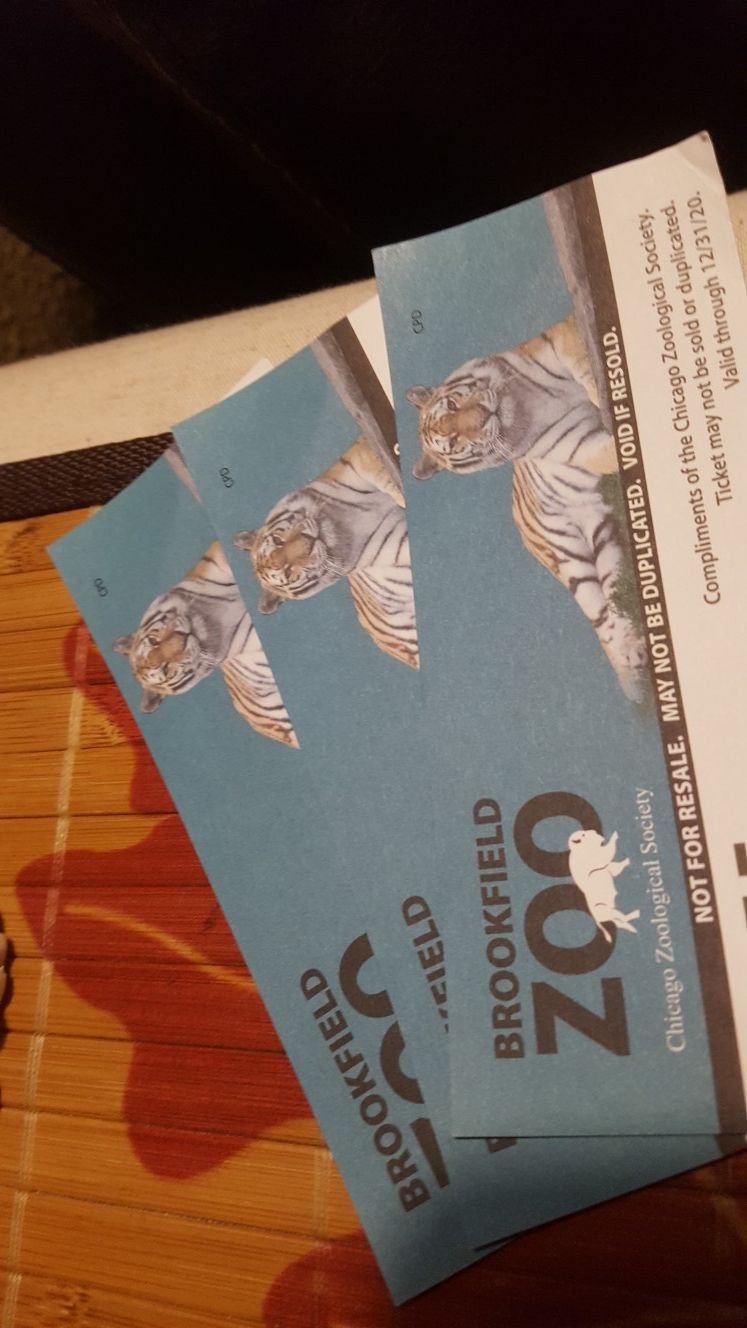 3 BrookField Zoo Tickets.