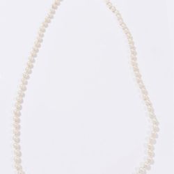 Vintage 7mm Fresh Water Round Pearl 14k White Gold Clasp Necklace- 36”