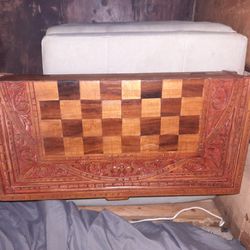 Hand Carved Chess Board (Its Old But I Can't Date It ).