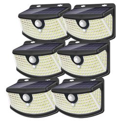 Solar Motion Sensor Lights 120 LEDs with Lights Reflector,270° Wide Angle, IP65 Waterproof 6 Pack