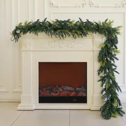 Norfolk Pine Garland Artificial Real Touch Green Thick Cedar Cypress Spruce 9FT Greenery Christmas Decor for Mantle Fireplace Wall Table Railings Indo