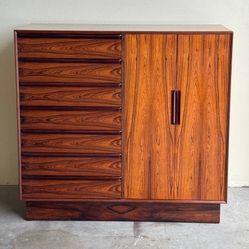 Westnofa Rosewood Armoire Gentlemans Chest - Mid Century 14 Drawer Highboy Dresser