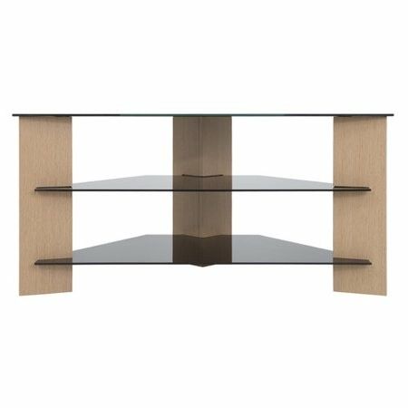Verano Corner TV Stand Glass Shelf with Oak For TV's Upto 42 Inch 88-lbs FS900VARWB-A Entertainment Center Cabinet