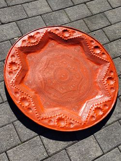 Large Moroccan Embossed Metal Tray
