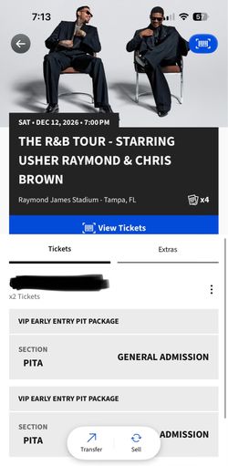 CHRIS BROWN & USHER R&B TOUR VIP PIT A TICKETS