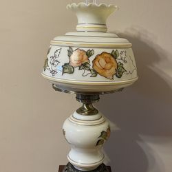 VTG Quoizel 26”Gone With The Wind Table 3 Way Lamp GWTW Spelter Base 12” Chimney