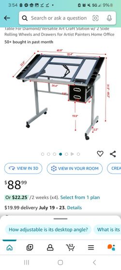 glass drafting art table craft desk adjustable