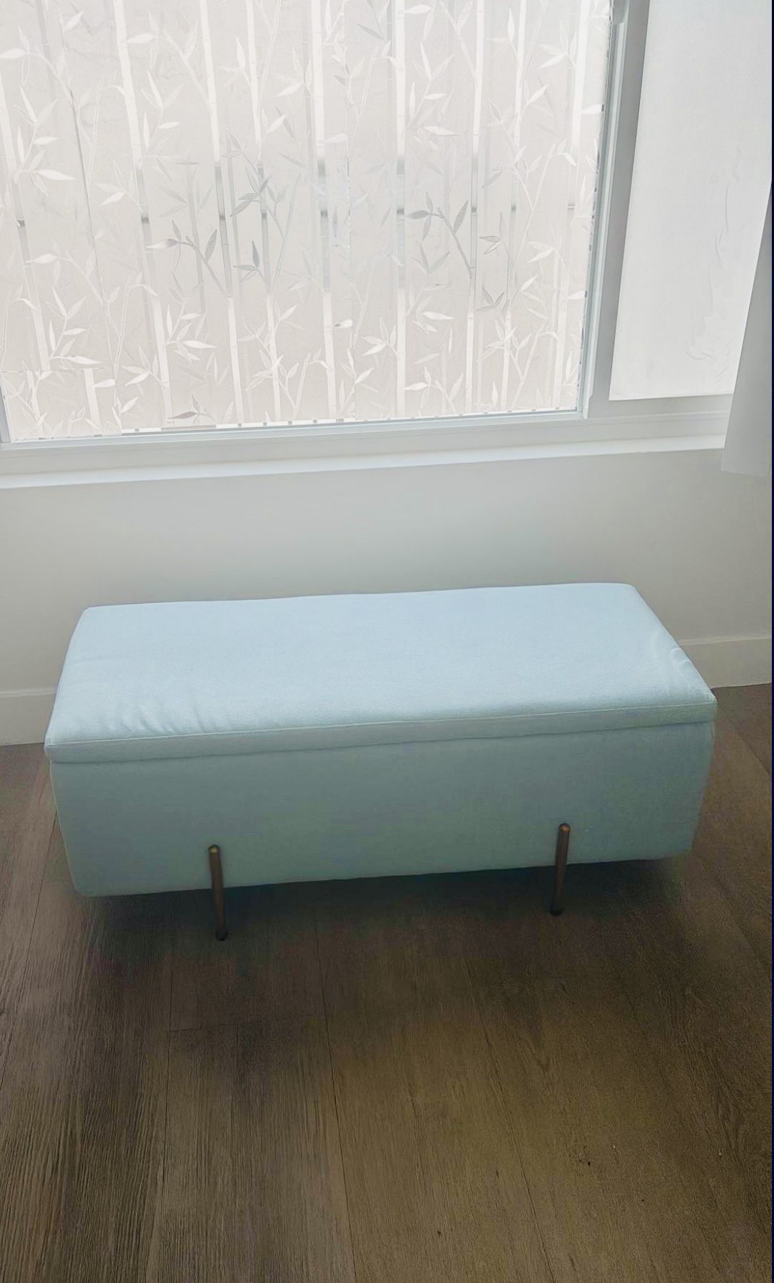 Blue ottoman with storage