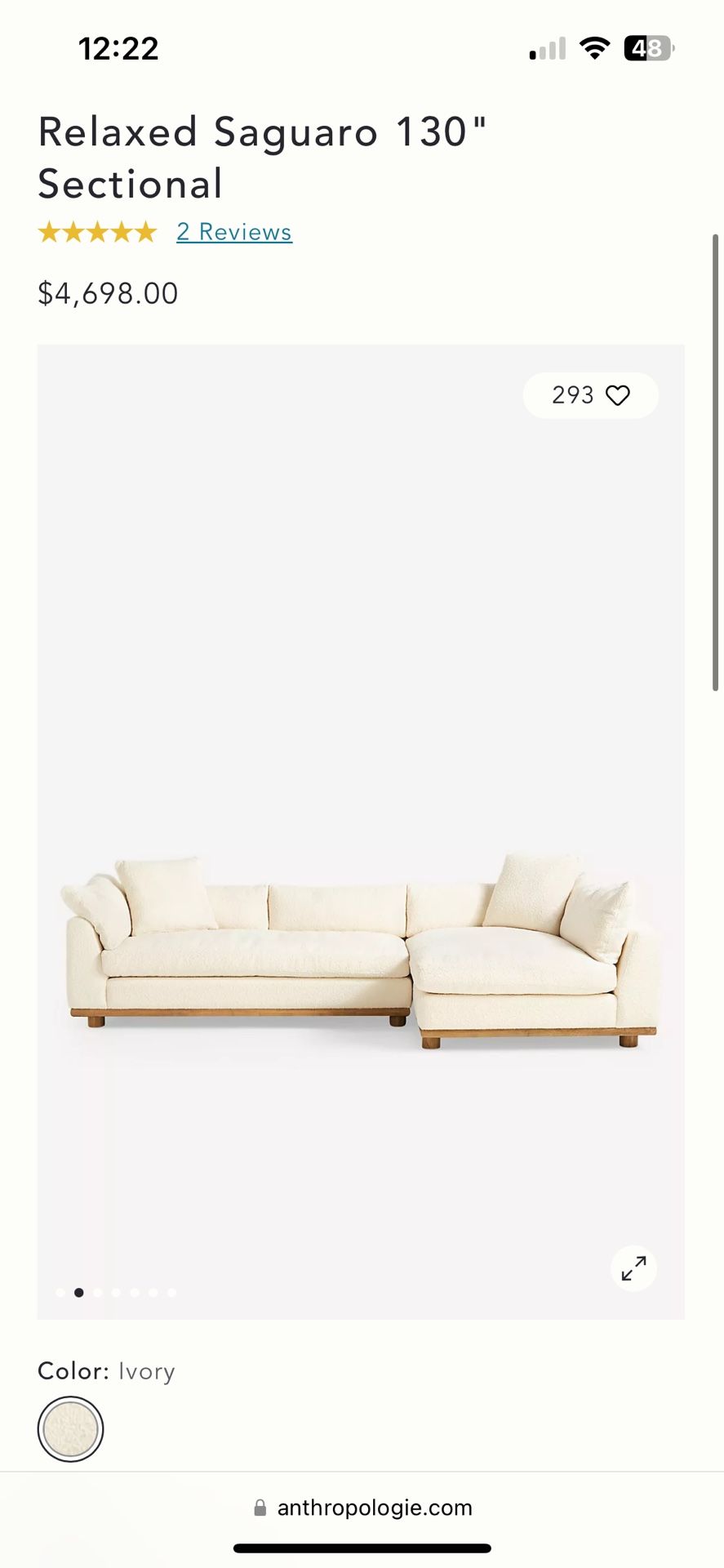 Anthropologie Boucle Sectional