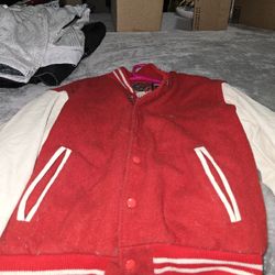 Vintage 90s Hard Rock Cafe Jacket Mens Medium Red Varsity Letterman Bomber, Size Medium