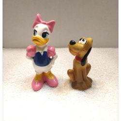 Vintage (circa 1980) Disney 'Daisy Duck & Pluto' Ceramic Figurines - 2pcs