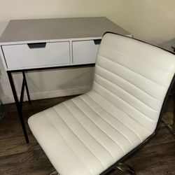 White/Silver Swivel Chair