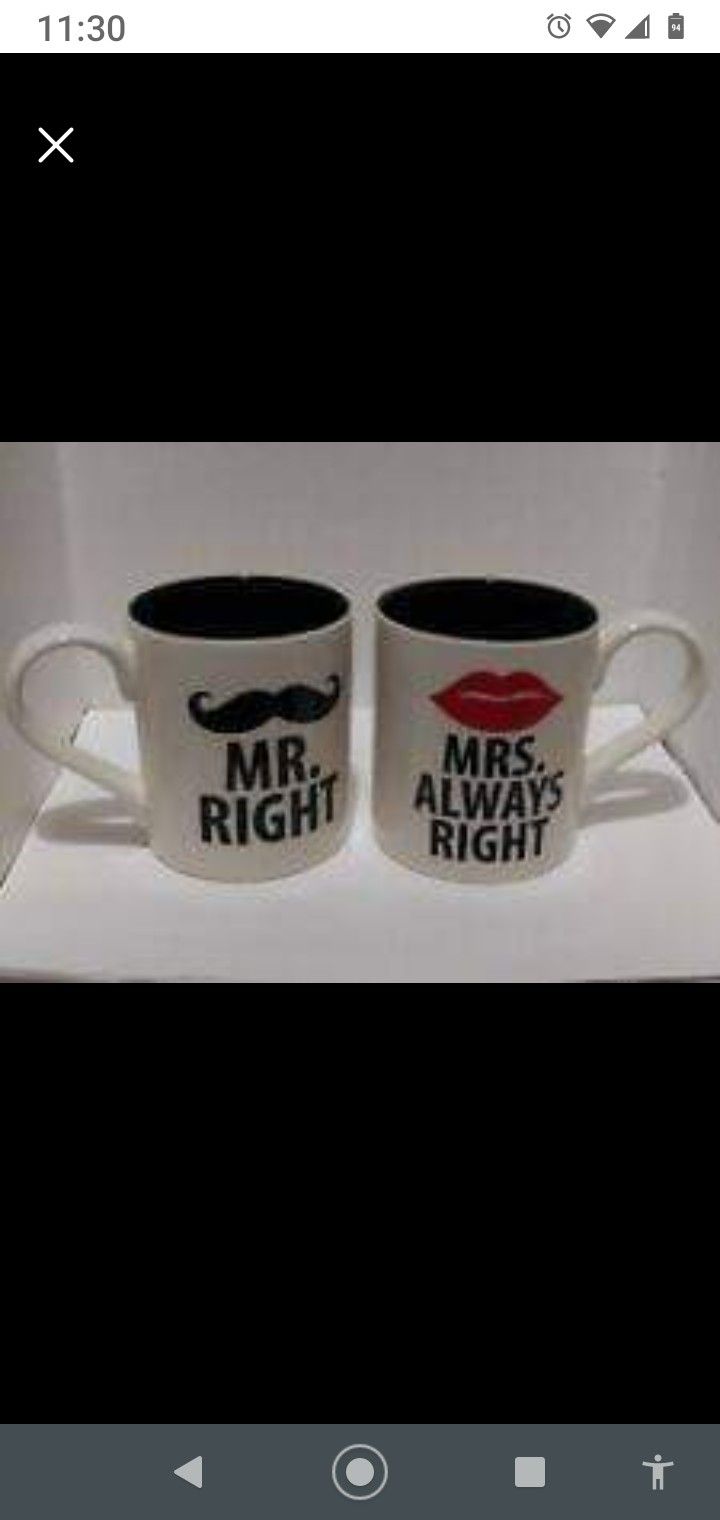 Mr. Right And Mrs. Always Right Coffee Cups
